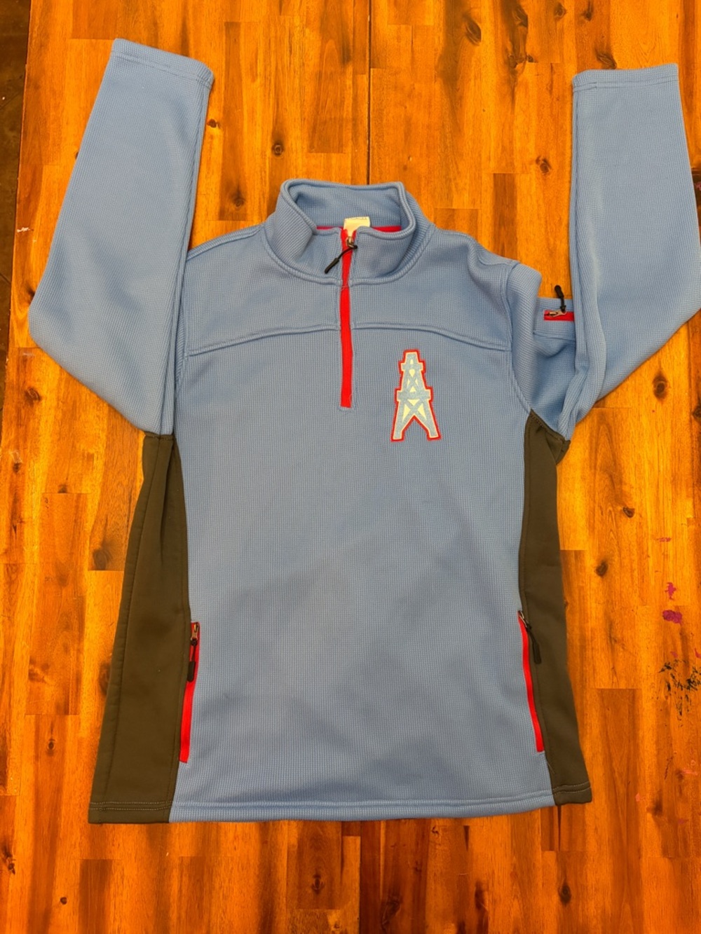NFL Light Blue and Red Quarter-Zip Performance Jacket with Gray Panels